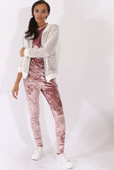 Mauve Crushed Velvet Tracksuit - Romy