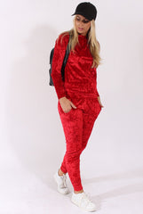 Red Crushed Velvet Tracksuit - Romy