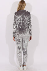 Silver Grey Crushed Velvet Tracksuit - Romy