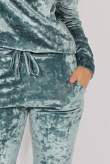 Light Blue Crushed Velvet Tracksuit - Romy
