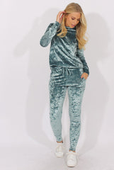 Light Blue Crushed Velvet Tracksuit - Romy