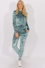 Light Blue Crushed Velvet Tracksuit - Romy