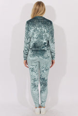 Light Blue Crushed Velvet Tracksuit - Romy
