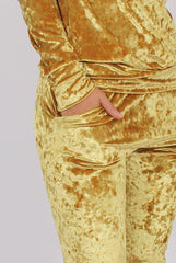 Mustard Crushed Velvet Tracksuit - Romy
