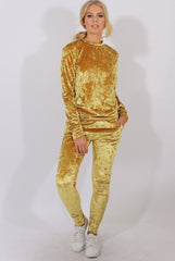Mustard Crushed Velvet Tracksuit - Romy