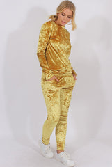 Mustard Crushed Velvet Tracksuit - Romy