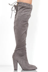 Rosah Grey Suede Over The Knee Boots