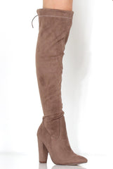Rosah Mocha Suede Over The Knee Boots