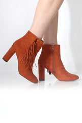 Rosaleen Tan Suede Tassel Boots