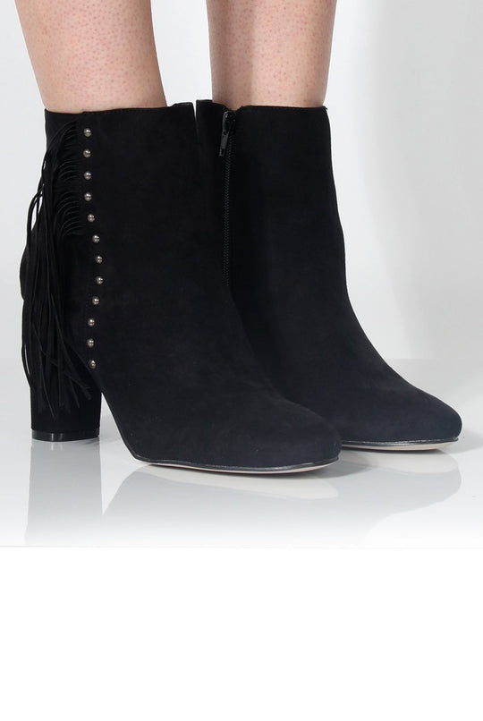 Rosaleen Black Suede Tassel Boots
