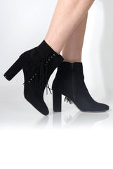 Rosaleen Black Suede Tassel Boots