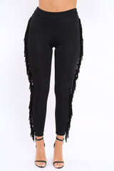 Black Fringe Leggings - Rosaleen