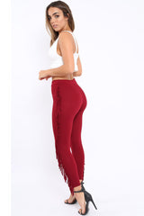 Wine Fringe Leggings - Rosaleen