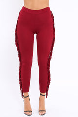 Wine Fringe Leggings - Rosaleen