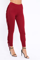 Wine Fringe Leggings - Rosaleen