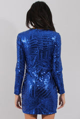 Blue Sequin Bodycon Dress - Rosalie