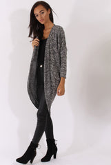 Marl Grey Dipped Hem Cardigan - Rosalinda