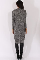 Marl Grey Dipped Hem Cardigan - Rosalinda