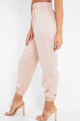 Rose Shiny Woven Cargo Trousers - Atley