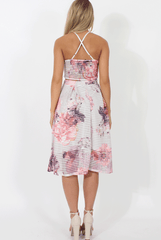 White and Pink Semi Sheer Floral Co-ord - Rose