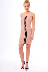 Rose Eyelet Front Bandeau Mini Dress - Kayla