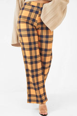 Mustard Tartan Wide Leg Trousers - Kensy