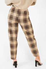 Brown Check Frill Detail Trousers - Bristal