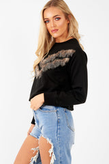 Black Feather Chevron Sweatshirt - Maysen