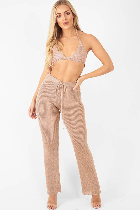 Rose Gold Metallic Triangle Bralet - Elsy