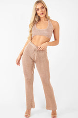 Rose Gold Metallic Halter Neck Bralet - Nyella