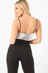 Silver Snake Print Cami Bodysuit - Lucelia
