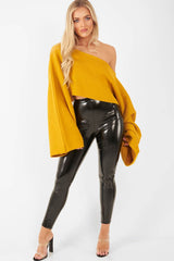 Mustard Cropped Batwing Jumper - Carmin