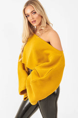 Mustard Cropped Batwing Jumper - Carmin