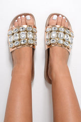 Rose Gold Embellished Sliders - Harmani