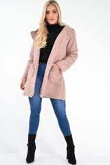 Rose Borg Button Front Hooded Coat - Idaliz