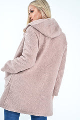 Rose Borg Button Front Hooded Coat - Idaliz