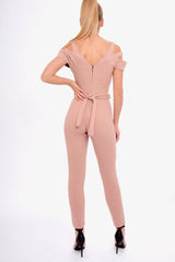 Pink Cold Shoulder Cut Out Jumpsuit - Pria