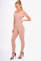 Pink Cold Shoulder Cut Out Jumpsuit - Pria