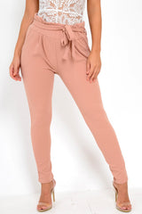 Rose Paper Bag Tie Waist Cigarette Trousers - Karmen