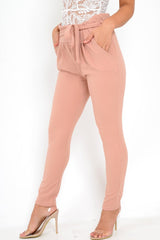 Rose Paper Bag Tie Waist Cigarette Trousers - Karmen