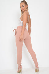 Rose Paper Bag Tie Waist Cigarette Trousers - Karmen