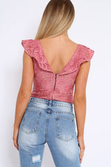 Rose Lace Plunge Frill Bodysuit - Maelani
