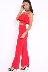 Red Cami Trouser Two Piece Set - Roselle