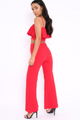 Red Cami Trouser Two Piece Set - Roselle