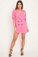 Pink Button Front Belted Blazer Dress - Justyne