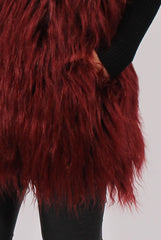 Wine Faux Fur Shaggy Gilet - Liberty