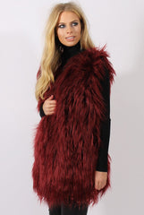 Wine Faux Fur Shaggy Gilet - Liberty