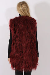 Wine Faux Fur Shaggy Gilet - Liberty