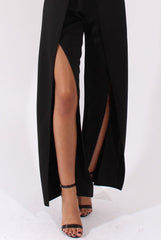 Black Bandeau Choker Split Detail Jumpsuit - Rosy