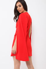 Red Cape Style Blazer Dress - Rosy